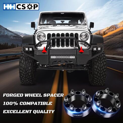 فواصل عجلات HHCSOP 6x5.5 إلى 6x5.5 مقاس 2 بوصة تناسب 1999-2025 Chevy Silverado 1500 Tahoe GMC Sierra 1500 Forged 6 Lug 6x139.7mm محولات العجلات M14x1.5 Hub Bore 108mm، أسود 4 قطع in Saudi Arabia