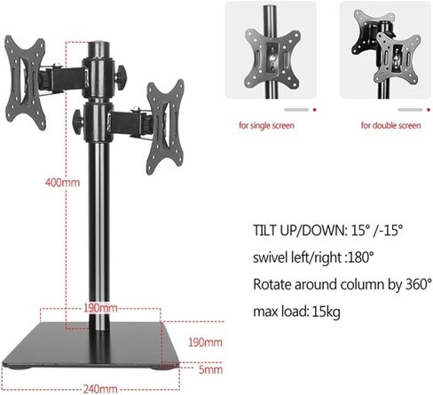 DL-AOC3-D 10 "-27" 25 "ارتفاع قابل للتعديل 15 كجم قاعدة معدنية شاشة مزدوجة حامل سطح المكتب دعامة تثبيت شاشة مزدوجة in Saudi Arabia