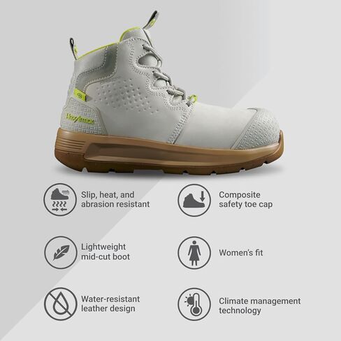 أحذية العمل الآمنة للنساء من HexArmor | غطاء مركب لأصابع القدم، بكعب، مقاوم للماء، متين وخفيف الوزن | سلسلة إكستند in Kuwait