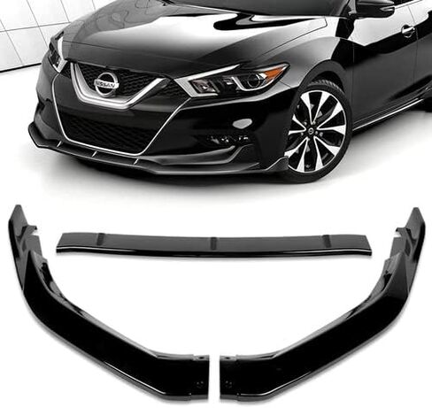 3 Pieces Front Bumper Lip Spoiler Splitter Side Body Kit Trim Protection Compatible with 2016-2018 Nissan Maxima, 2017 (Painted Black) in Saudi Arabia