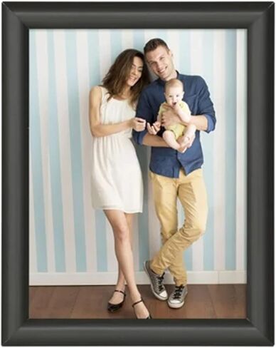 M&T Displays Snap Poster Frame 8.5x11 Inch Black 1" Aluminum Profile Front Loading Wall Mounting Photo Picture Document Certificate Sign Holder Mitered Corner Anti Glare Cover in Kuwait