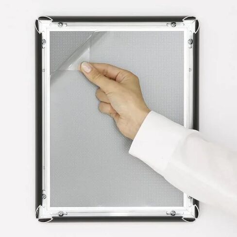 M&T Displays Snap Poster Frame 8.5x11 Inch Black 1" Aluminum Profile Front Loading Wall Mounting Photo Picture Document Certificate Sign Holder Mitered Corner Anti Glare Cover in Kuwait