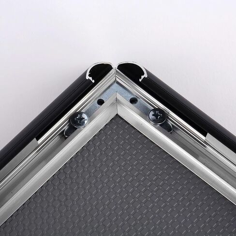 M&T Displays Snap Poster Frame 8.5x11 Inch Black 1" Aluminum Profile Front Loading Wall Mounting Photo Picture Document Certificate Sign Holder Mitered Corner Anti Glare Cover in Kuwait