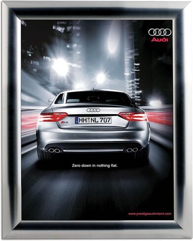 M&T Displays Snap Poster Frame 8.5x11 Inch Chrome 1" Aluminum Profile Front Loading Wall Mounting Photo Picture Document Certificate Sign Holder Mitered Corner Anti Glare Cover in Kuwait