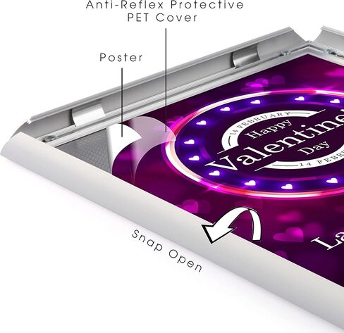 M&T Displays Silver 8.5x11 Poster Frame 1 inch Aluminum Profile Front Loading Wall Mounting Snap Frame Display for Picture, Document or Certificate with Mitred Corner in Kuwait