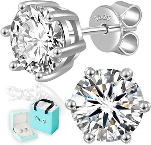 Moissanite Earrings for Women,1-4ct 925 Sterling Silver Moissanite Stud Earrings,Jewelry for Mother Mom Wife Girlfriend, with Certificate in Saudi Arabia