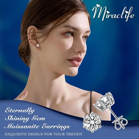 Moissanite Earrings for Women,1-4ct 925 Sterling Silver Moissanite Stud Earrings,Jewelry for Mother Mom Wife Girlfriend, with Certificate in Saudi Arabia