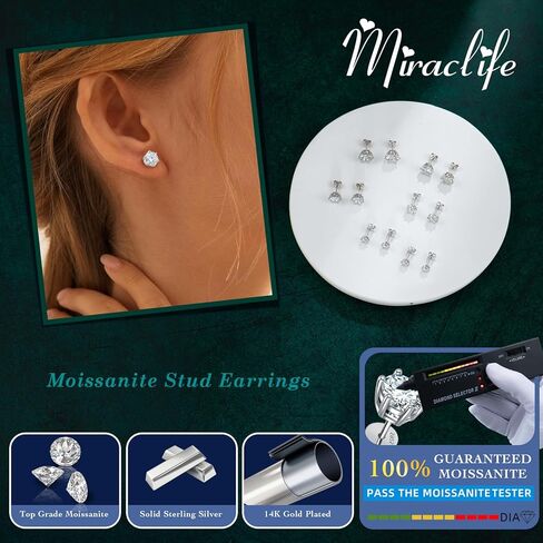 Moissanite Earrings for Women,1-4ct 925 Sterling Silver Moissanite Stud Earrings,Jewelry for Mother Mom Wife Girlfriend, with Certificate in Saudi Arabia