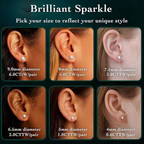 Moissanite Earrings for Women,1-4ct 925 Sterling Silver Moissanite Stud Earrings,Jewelry for Mother Mom Wife Girlfriend, with Certificate in Saudi Arabia