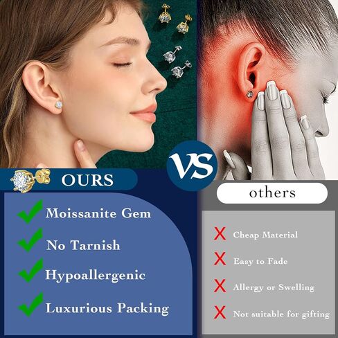 Moissanite Earrings for Women,1-4ct 925 Sterling Silver Moissanite Stud Earrings,Jewelry for Mother Mom Wife Girlfriend, with Certificate in Saudi Arabia