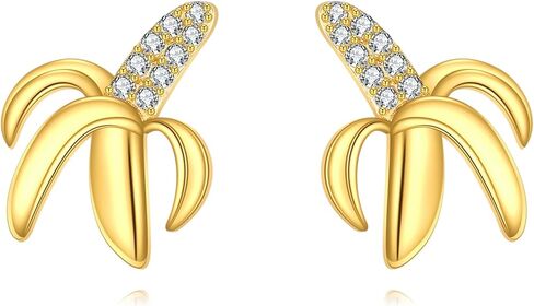 URONE Banana Stud Earrings 925 Sterling Silver Fruit Earrings Banana Jewelry for Women in Saudi Arabia