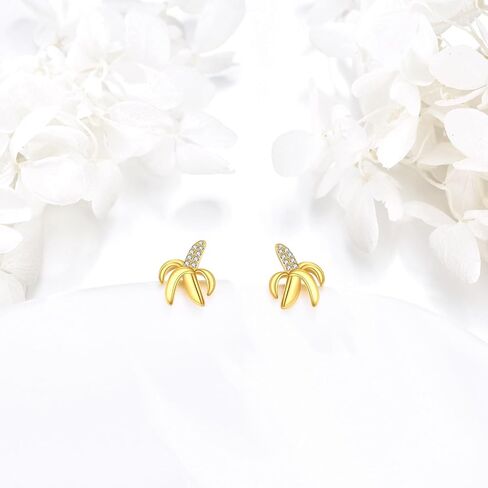 URONE Banana Stud Earrings 925 Sterling Silver Fruit Earrings Banana Jewelry for Women in Saudi Arabia