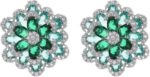 أقراط زركونيا مكعبة للنساء، أقراط كبيرة على شكل زهرة لامعة، أقراط كريستالية من حجر الراين تشيكوسلوفاكيا in Kuwait