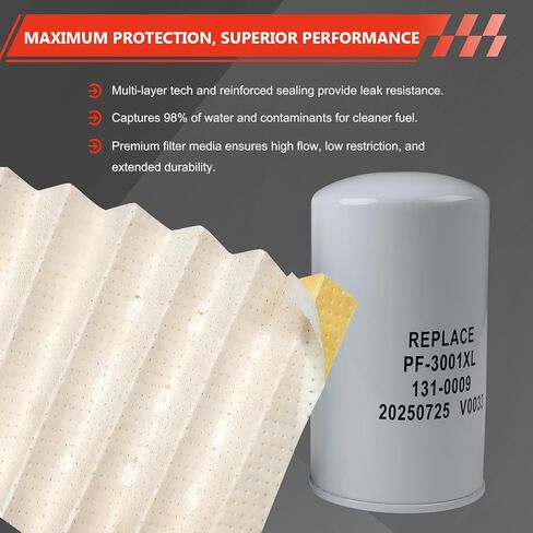 يستبدل فلتر الوقود XWS-3002XL PF-3001XL - متوافق مع أنظمة مضخة الرفع الصناعية من التيتانيوم FASS، يناسب شاحنات شيفروليه سيلفرادو وجي إم سي سييرا 2500HD 3500HD، وترشيح دوران الديزل الثقيل in Kuwait