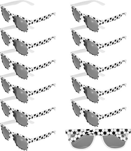 12 Pair Soccer Party Favors Sunglasses Soccer Goodie Bags Stuffers Team Gifts Bulk White Frame Black Checker Sunglasses Birthday Party Decorations Sport Partys Favors For Teens Boy Girl in Saudi Arabia