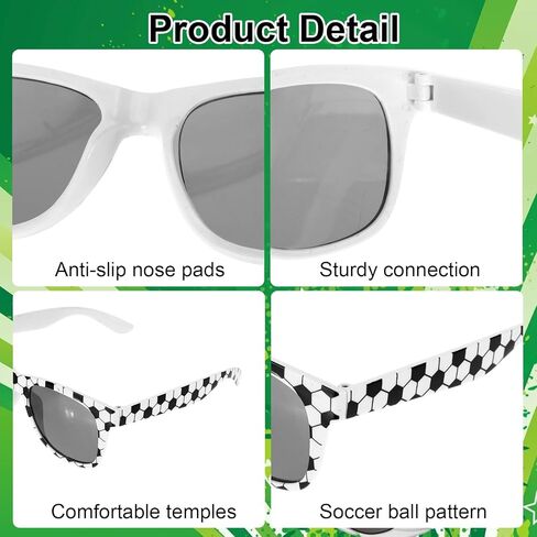 12 Pair Soccer Party Favors Sunglasses Soccer Goodie Bags Stuffers Team Gifts Bulk White Frame Black Checker Sunglasses Birthday Party Decorations Sport Partys Favors For Teens Boy Girl in Saudi Arabia