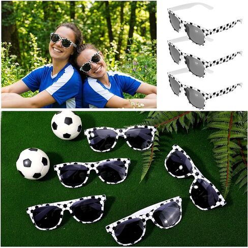 12 Pair Soccer Party Favors Sunglasses Soccer Goodie Bags Stuffers Team Gifts Bulk White Frame Black Checker Sunglasses Birthday Party Decorations Sport Partys Favors For Teens Boy Girl in Saudi Arabia