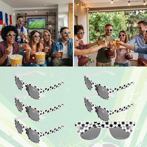 12 Pair Soccer Party Favors Sunglasses Soccer Goodie Bags Stuffers Team Gifts Bulk White Frame Black Checker Sunglasses Birthday Party Decorations Sport Partys Favors For Teens Boy Girl in Saudi Arabia