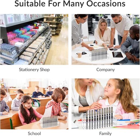 48 Holes Pen Display Stand, Acrylic Pencil Holder for Craft Shows, Clear Makeup Brush Rack, Beaded Eyebrow Art Brush Organizer, Makeup Tool Organizer for School Office Home Retail Store in Kuwait