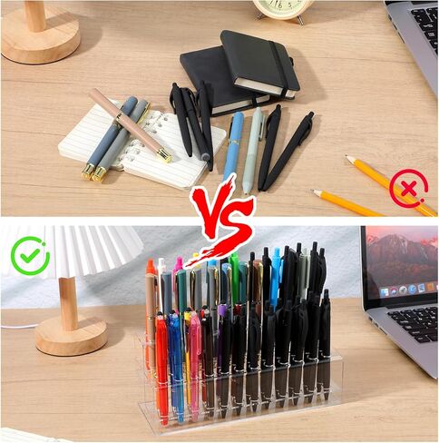 48 Holes Pen Display Stand, Acrylic Pencil Holder for Craft Shows, Clear Makeup Brush Rack, Beaded Eyebrow Art Brush Organizer, Makeup Tool Organizer for School Office Home Retail Store in Kuwait