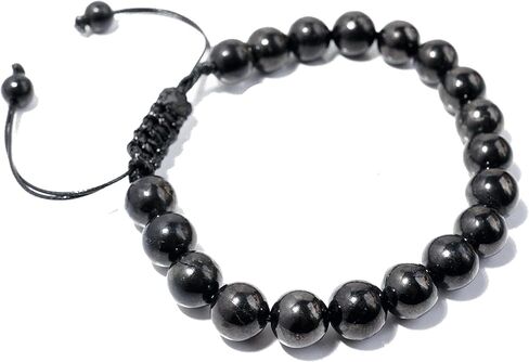 سوار شونغايت من احجار الشونغايت للرجال والنساء، خرز شونغايت مصنوع يدويًا من الكريستال المضفر (مضفر 8 ملم) in Kuwait