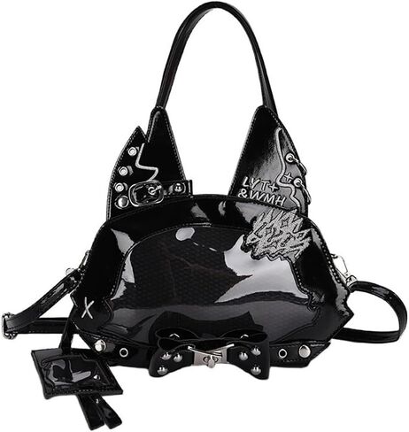 Ita Bag Gothic Lolita Cat Ear Handbag, Patent Leather Punk Bowknot Crossbody Bag,Kawaii Shoulder Bag Pin Display with Insert in Kuwait