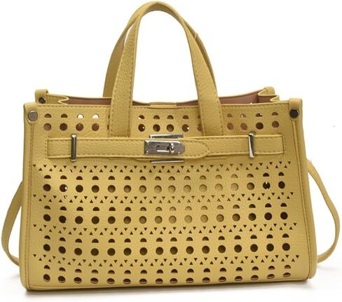 Perforated Leather Tote Bag, Stylish Hollow Out Handbag with Detachable Pouch, Summer Top - Handle Purse for Daily & Office in Saudi Arabia