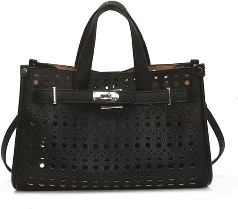 Perforated Leather Tote Bag, Stylish Hollow Out Handbag with Detachable Pouch, Summer Top - Handle Purse for Daily & Office in Saudi Arabia