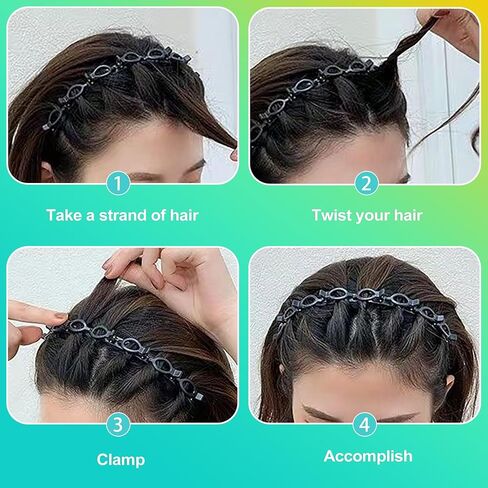 قطعتان من عصابة الرأس مع مشابك للنساء، عصابة رأس ذات مشبك مسنن بطبقة مزدوجة وشريط شعر مع مشابك مرفقة لسهولة تصفيف الشعر بنفسك، وإكسسوارات تصفيف أدوات الضفائر باللون الأسود والبني in Kuwait