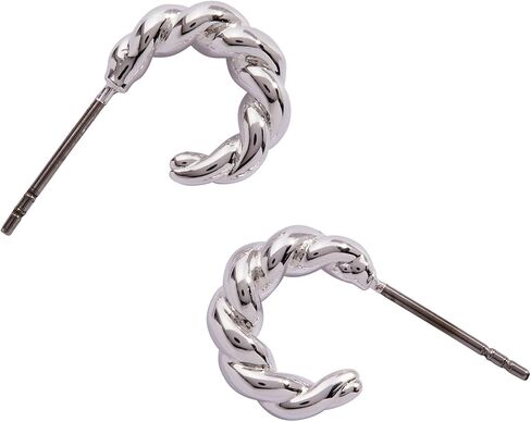 أقراط هوجي هوب من Alex and Ani Puffy Rope Texture، فضية لامعة in Saudi Arabia