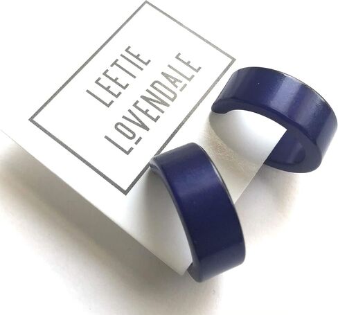 أقراط دائرية كلاسيكية واسعة باللون الأزرق الداكن - WDCL-BL-8 in Kuwait