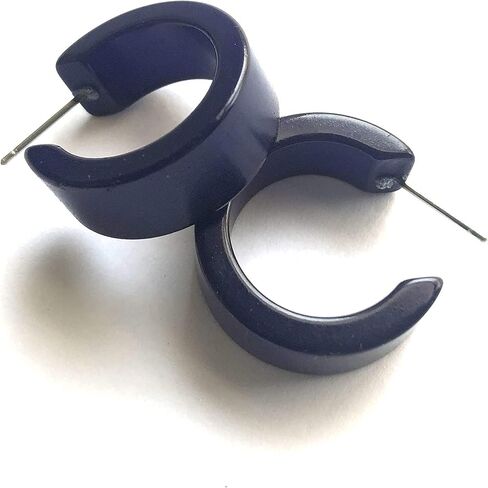 أقراط دائرية كلاسيكية واسعة باللون الأزرق الداكن - WDCL-BL-8 in Kuwait