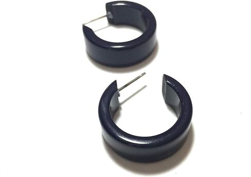 أقراط دائرية كلاسيكية واسعة باللون الأزرق الداكن - WDCL-BL-8 in Kuwait