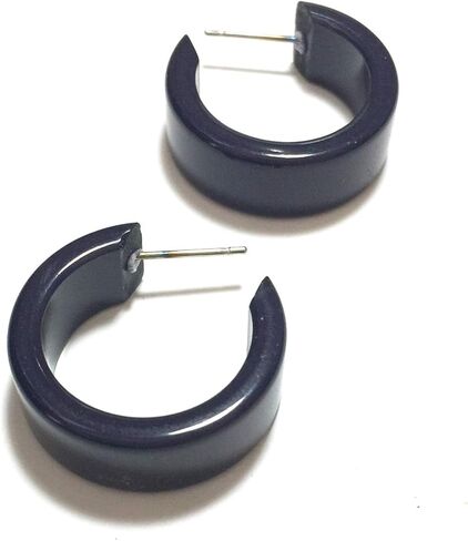 أقراط دائرية كلاسيكية واسعة باللون الأزرق الداكن - WDCL-BL-8 in Kuwait