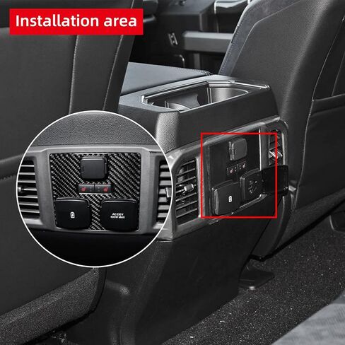غطاء إطاري لتعديل المقعد الخلفي للسيارة من BETTERHUMZ متوافق مع Ford F150 Raptor 2015-2020 من ألياف الكربون ملصق زر ضبط ملحقات القوالب الداخلية للسيارة (أسود) in Saudi Arabia