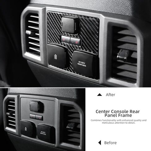 غطاء إطاري لتعديل المقعد الخلفي للسيارة من BETTERHUMZ متوافق مع Ford F150 Raptor 2015-2020 من ألياف الكربون ملصق زر ضبط ملحقات القوالب الداخلية للسيارة (أسود) in Saudi Arabia