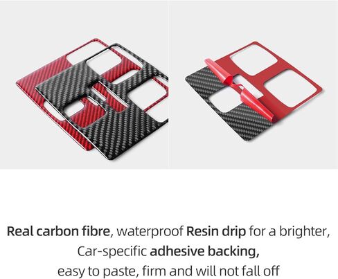 غطاء إطاري لتعديل المقعد الخلفي للسيارة من BETTERHUMZ متوافق مع Ford F150 Raptor 2015-2020 من ألياف الكربون ملصق زر ضبط ملحقات القوالب الداخلية للسيارة (أسود) in Saudi Arabia