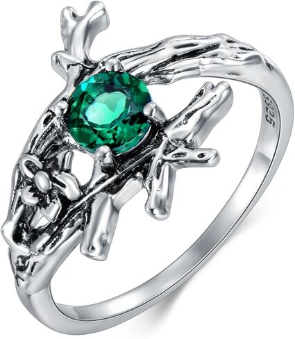 خواتم الزمرد للنساء 925 الفضة الاسترليني خاتم الزمرد الأخضر للأم والزوجة لها in Kuwait