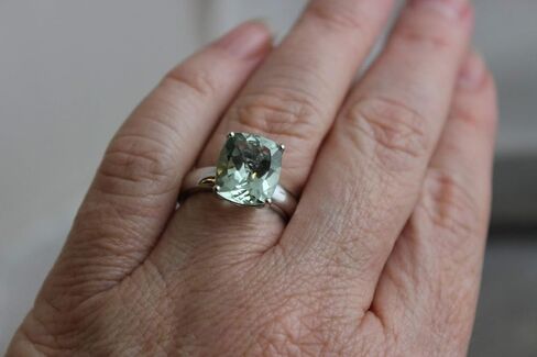 خاتم الجمشت الأخضر مقاس 10 × 12 مم - الصلبة 925 الفضة الاسترليني - أحجار كريمة براسيوليت طبيعية، مجوهرات إسكندنافية مصنوعة يدويًا للنساء in Kuwait