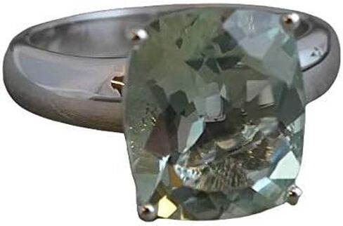 خاتم الجمشت الأخضر مقاس 10 × 12 مم - الصلبة 925 الفضة الاسترليني - أحجار كريمة براسيوليت طبيعية، مجوهرات إسكندنافية مصنوعة يدويًا للنساء in Kuwait