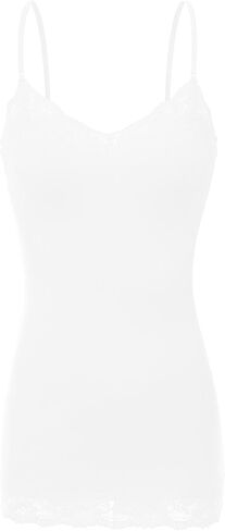 XT1004L Pack Ladies Adjustable Spaghetti Strap Lace Trim Cami Tank Top 2Pack-White 2XL in Kuwait