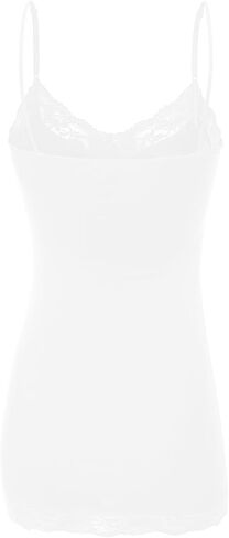 XT1004L Pack Ladies Adjustable Spaghetti Strap Lace Trim Cami Tank Top 2Pack-White 2XL in Kuwait
