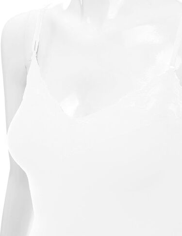 XT1004L Pack Ladies Adjustable Spaghetti Strap Lace Trim Cami Tank Top 2Pack-White 2XL in Kuwait