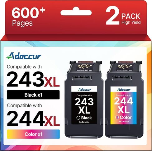 PG-243XL / CL-244XL Ink Value Pack Replacement for Canon 243 and 244 Ink Cartridges Compatible to Pixma MG2522 TR4520 MX492 MX490 TS202 TS302 TS3122 TS3322 TR4527 MG2920 MG2525 (1 Black, 1 Tri-Color) in Kuwait