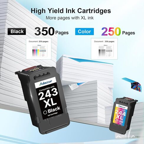 PG-243XL / CL-244XL Ink Value Pack Replacement for Canon 243 and 244 Ink Cartridges Compatible to Pixma MG2522 TR4520 MX492 MX490 TS202 TS302 TS3122 TS3322 TR4527 MG2920 MG2525 (1 Black, 1 Tri-Color) in Kuwait