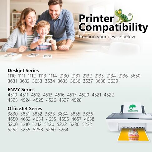 خراطيش حبر COLORETTO 63XL باللون الأسود واللون لحبر HP 63 تعمل مع Officejet 4650 3830 5255 5258 4655 Envy 4512 4520 4516 Deskjet 1112 3630 لخراطيش حبر HP 63XL كومبو حزمة HP63 بديلة in Kuwait