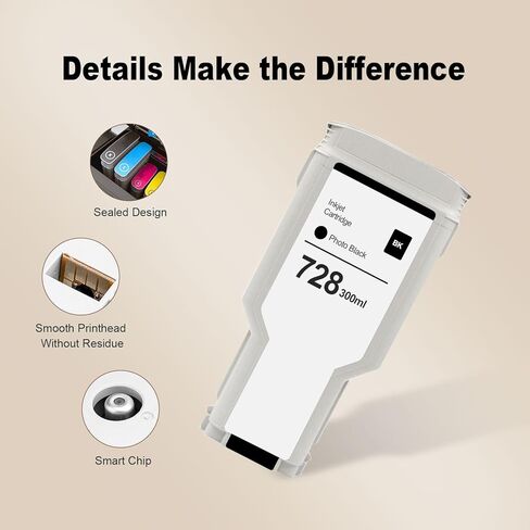 مجموعة استبدال خزان الحبر 728 XL 728XL عالية الإنتاجية لخراطيش حبر HP 728 لطابعة DesignJet T730 T830 MFP كبيرة الحجم F9J68A F9K17A F9K16A F9K15A (4 حزم، BK، C، M، Y) in Saudi Arabia