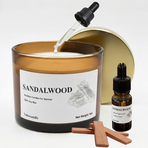 شموع فوهو لافندر فتيل لمصباح تدفئة الشموع، شموع معطرة بفول الصويا 9 أونصة وزيت أساسي 10 مل لرائحة قابلة للتخصيص، شمعة لافندر فتيل لمصباح أكثر دفئًا وهدايا أعياد الميلاد والدفء المنزلي in Kuwait