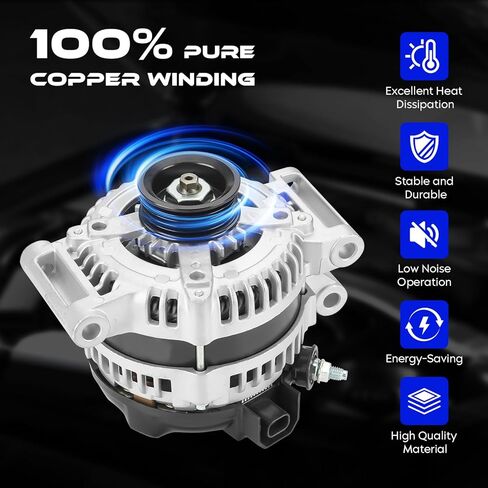 New Alternator Replacement 2.2L 2.4L for Cobalt 2006-2007, for Hhr 2.2L 2.4L L4 2006-2007, for Pontiac 2.2L 2.4L L4 G5 2007, for Pursuit 2.2L 2.4L L4 2006, Replace for 1042104330, 1042104420 in Saudi Arabia
