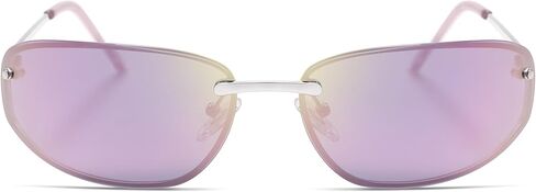 SOJOS Oval Wrap Around Sunglasses for Women Rave Glasses Y2K Funky Cool Retro Metal Style SJ1268 in Saudi Arabia